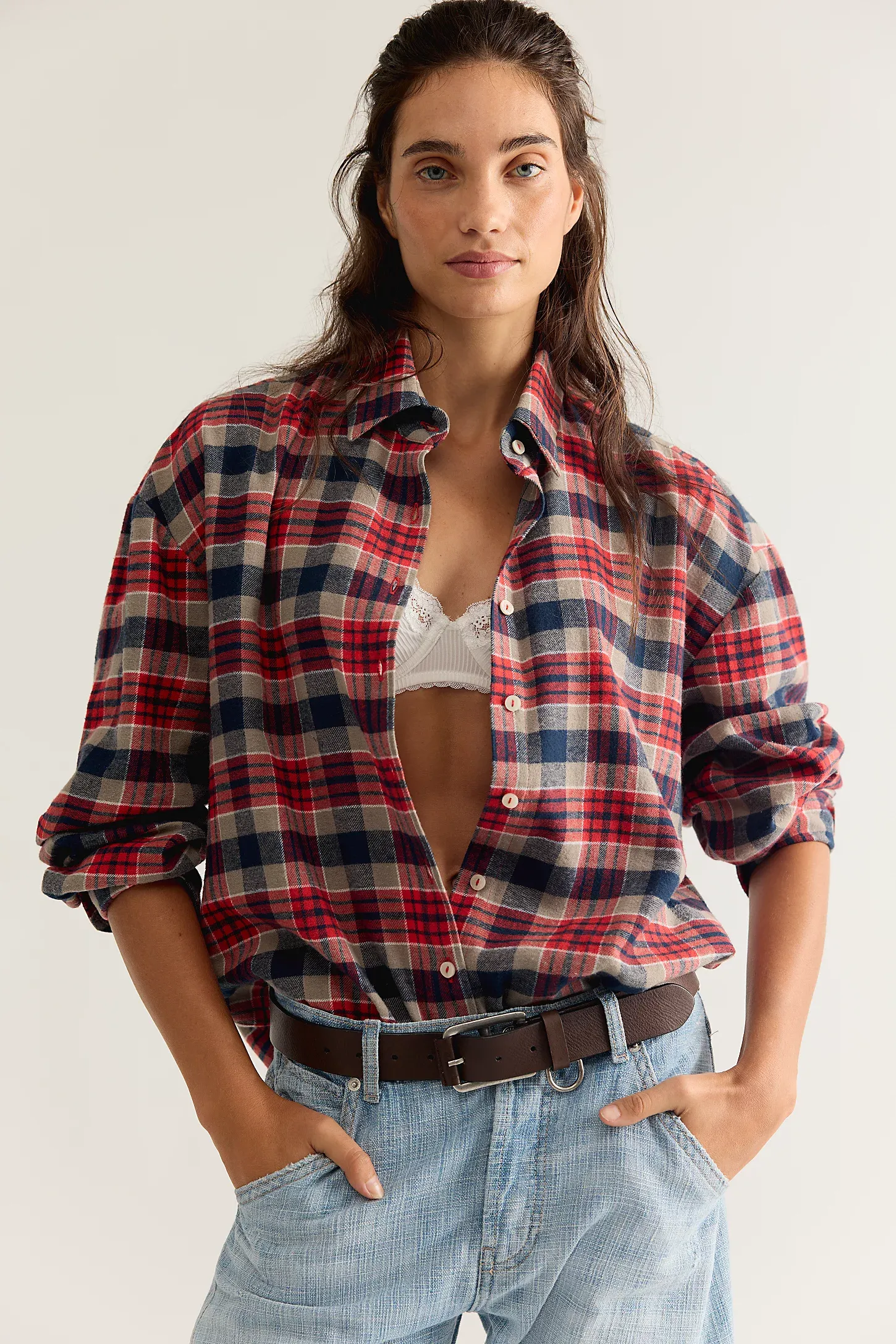 Free People, Everyday Plaid Button Down Top