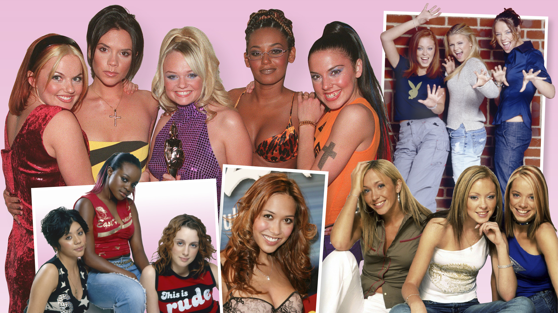 collage of 90s and 2000s girlbands