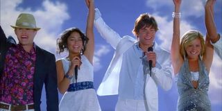 Troy, Gabriella, Ryan and Sharpay in the final sequence of High School Musical 2.