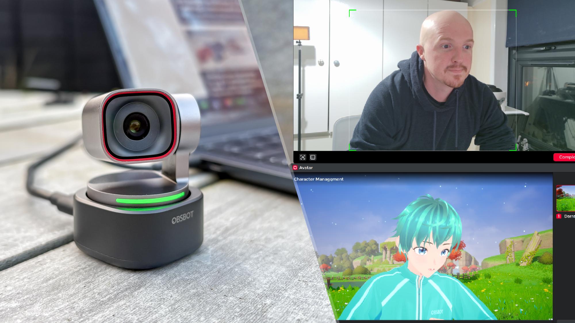 Obsbot Tiny 3 with person using digital avatar feature