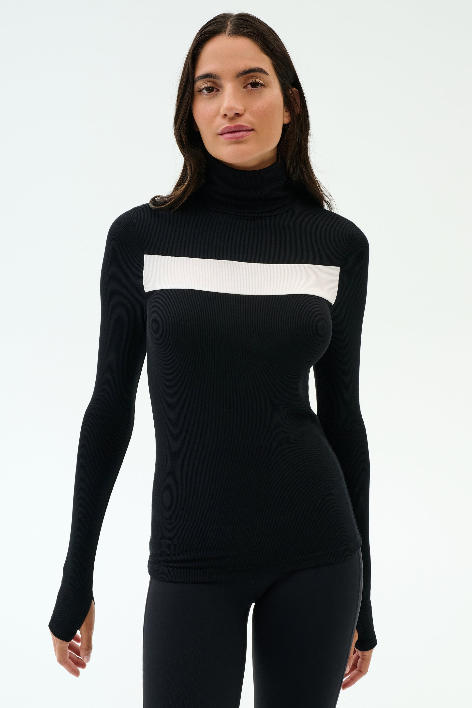 Lennon Rib Turtleneck - Black/white - Black/white / Xs