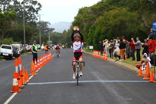 Cameron Peterson from Virgin Blue RBS Morgans solos to victory on the mountain top finish of Stage 3 of Tour of Toowoomba.