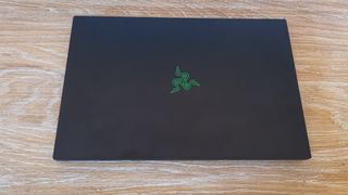 The Razer Blade 17 (2022) as viewed from the top of its chassis