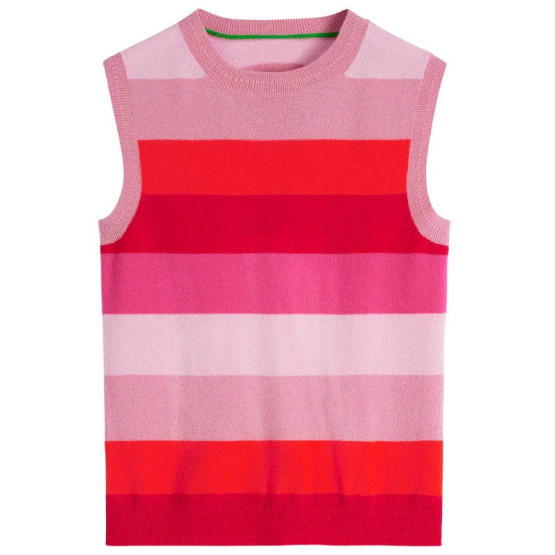 Boden, Eva Cashmere Tank-Pink/ Orange Stripe