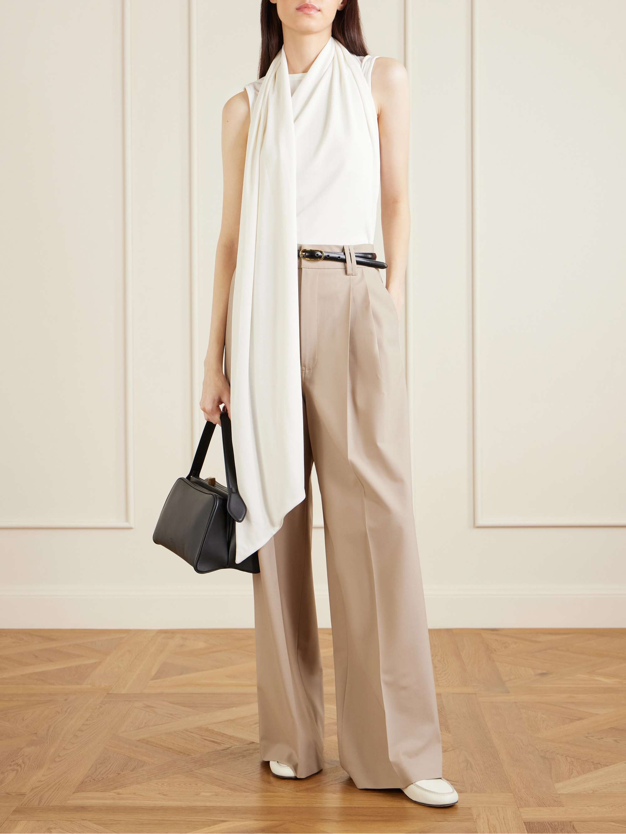 Scarf-Detailed Jersey Top