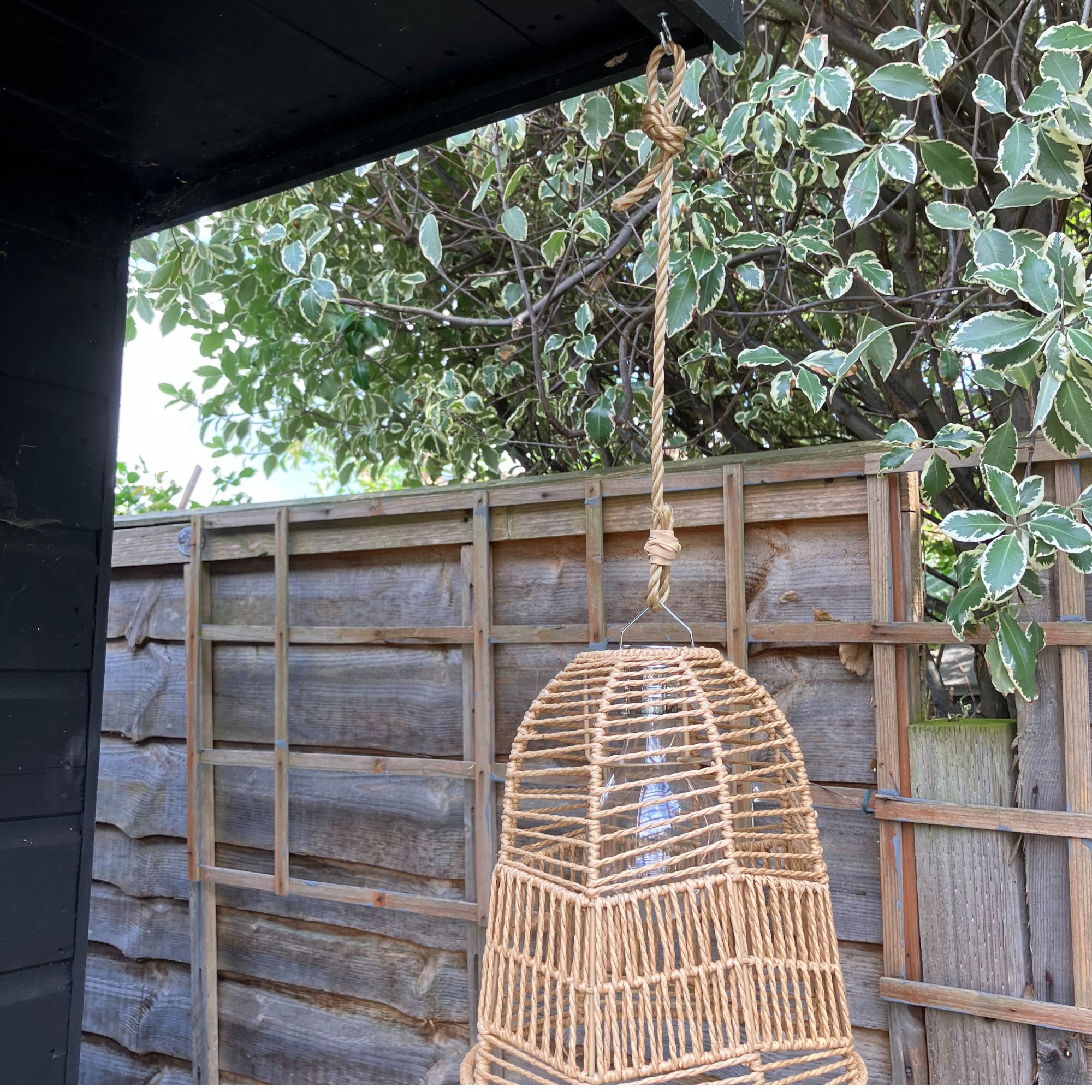 outdoor woven hanging light