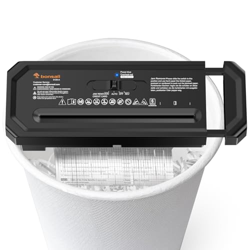 Bonsaii 6-Sheet Strip Cut Paper Shredder, Shreds Paper, Credit Cards, With Overheat Protection, Retractable Handle Portable Shredder for Home and Office (s125-A)