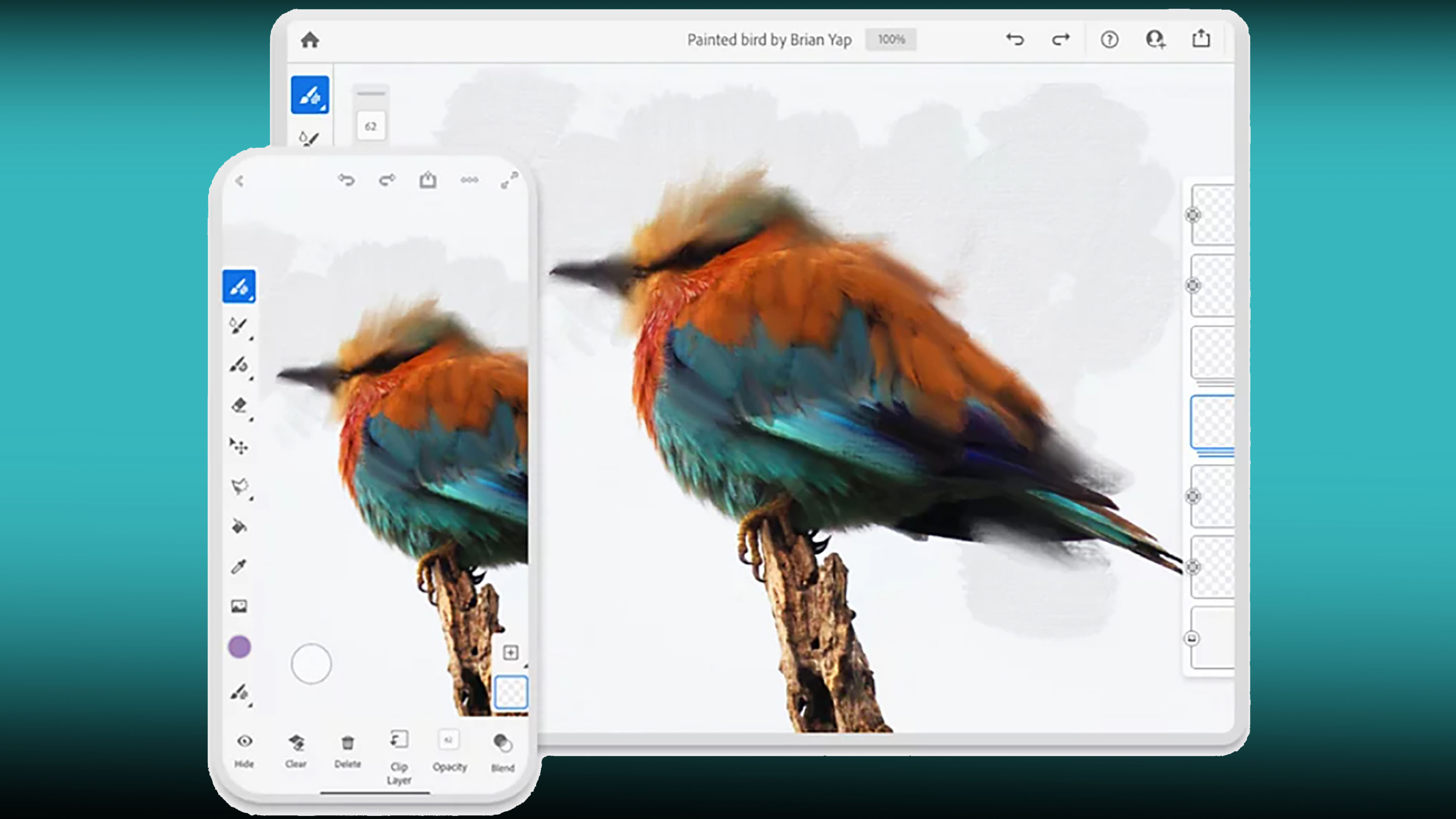 Adobe Fresco on phone and iPad