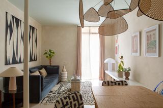 coastal living room with limewashed walls