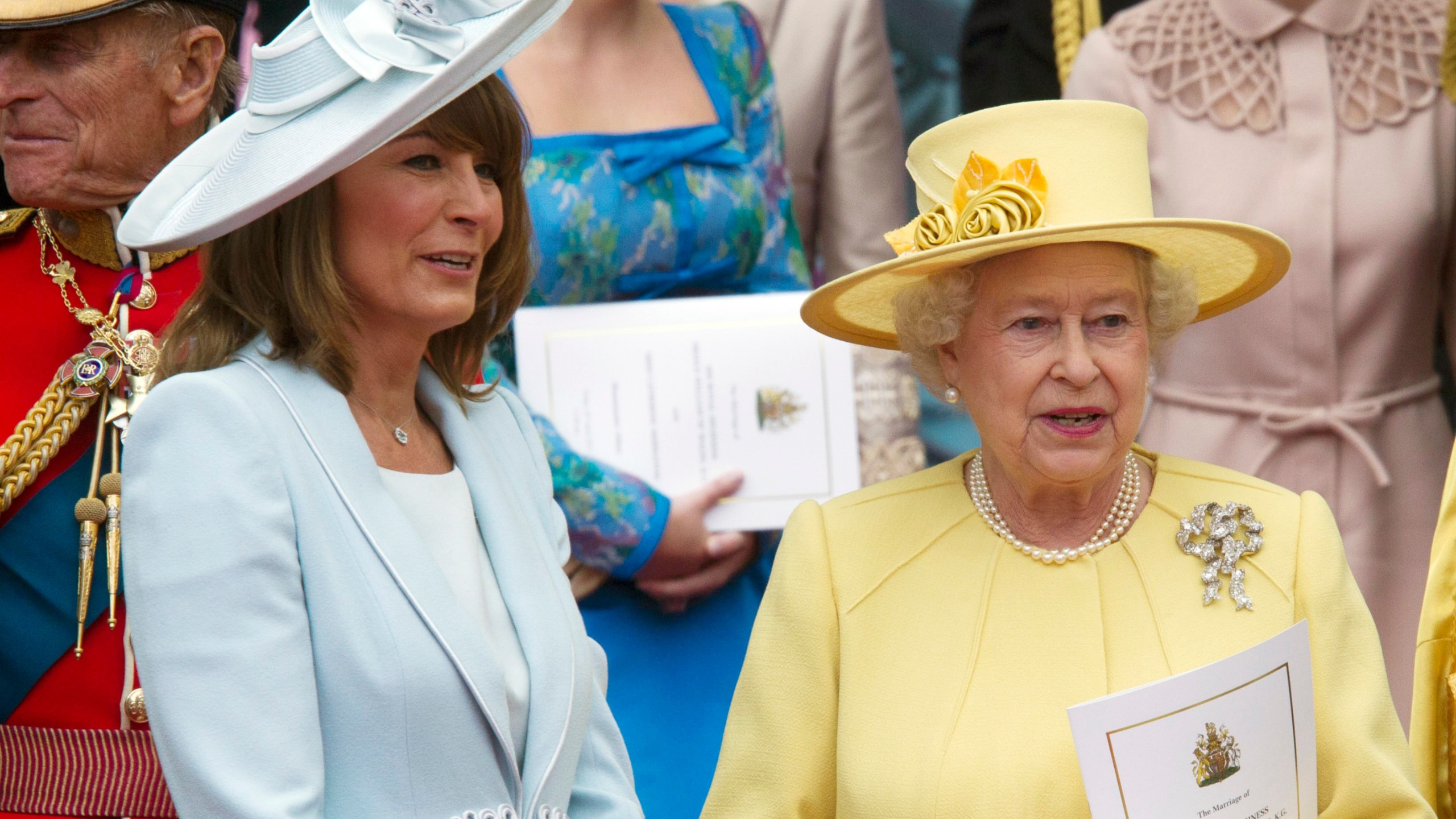Carole Middleton and Queen Elizabeth ll attend the Royal Wedding of Prince William to Catherine Middleton at Westminster Abbey on April 29, 2011