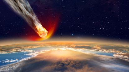 An Asteroid Heating Up As It Reaches Earth's Atmosphere Ahead Of An Ocean Impact