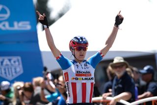 Megan Guarnier (Boels Dolmans) celebrates stage 1 victory