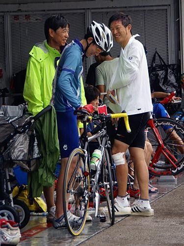 This racer clearly had a rough time on the rain-soaked course