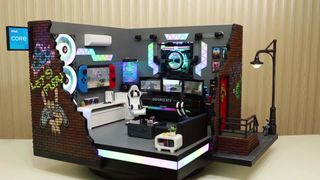 A gaming PC build that looks like a tiny gaming den.