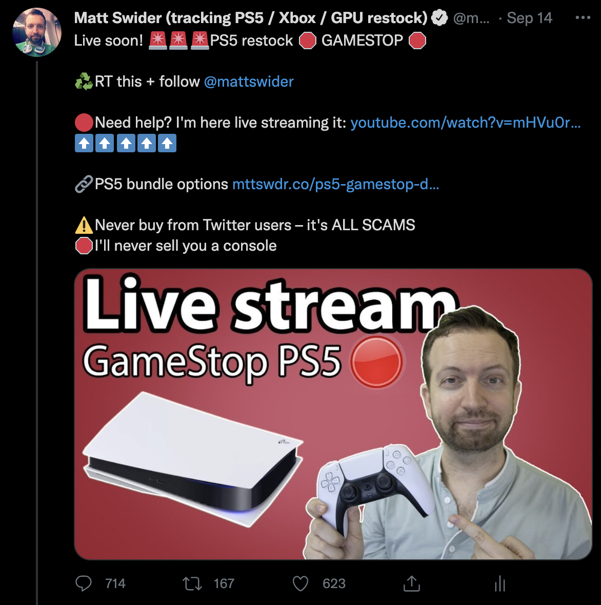 PS5 restock Twitter alerts in US from Matt Swider