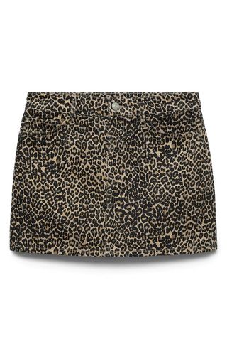 Leopard Print Denim Miniskirt