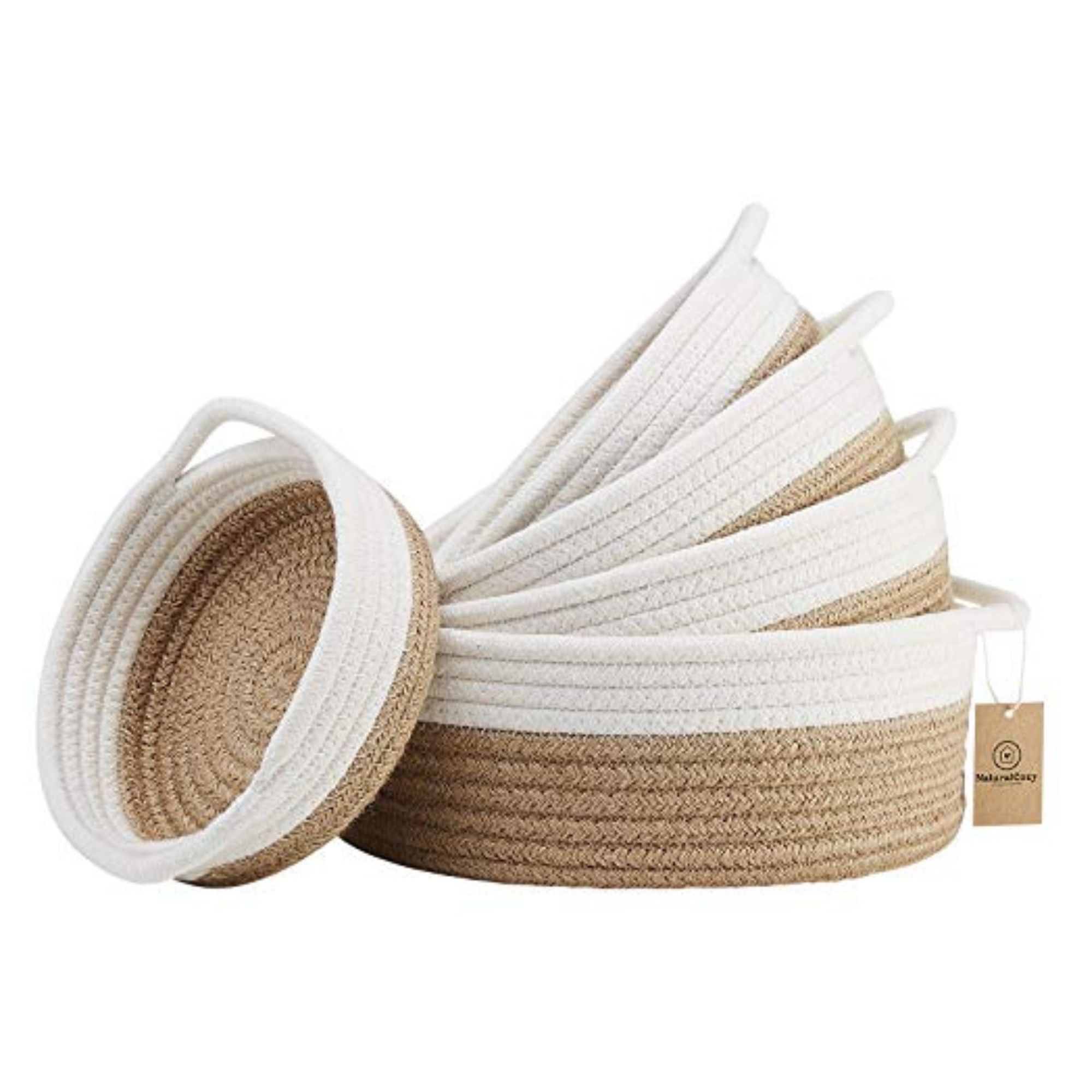 NaturalCozy, Naturalcozy Round Small Woven Baskets Set