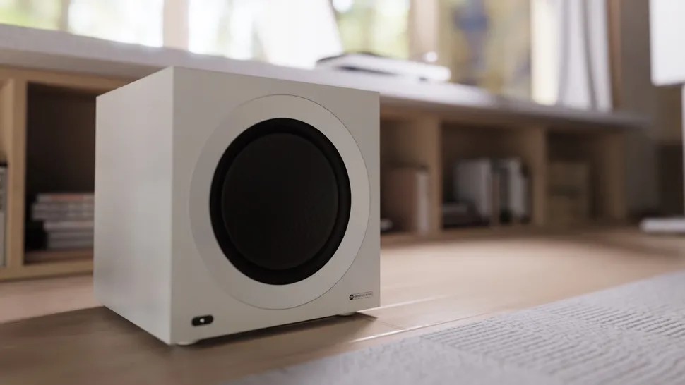 Monitor Audio subwoofer on living room floor