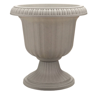 A vintage utopian urn planter