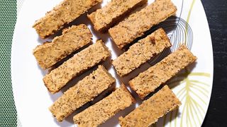 Chickpea protein bars on a plate