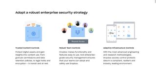 Dropbox's webpage explaining its enterprise security features