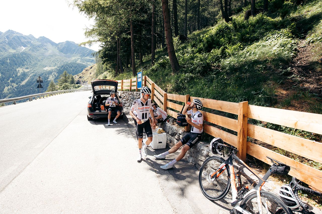 Team Sunweb training in K&uuml;htai, Austria in July after the coronavirus pandemic halted the road season