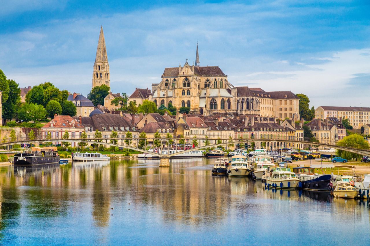 Medieval architecture on a bend in the river