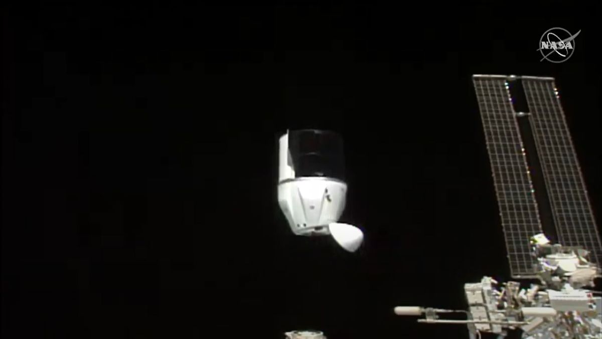 A SpaceX CRS-21 Cargo Dragon spacecraft makes the first automated undocking of a U.S. supply ship from the International Space Station on Jan. 12, 2020.