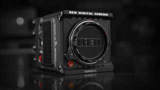 The Red Komodo 6K cine camera on a black background