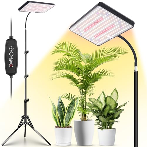 Lbw Grow Lights for Indoor Plants Full Spectrum With Stand,214 Leds Standing Plant Lights for Indoor Growing,floor Grow Plant Lamp With 4/8/12h Timer,6 Brightness Levels,75&quot; Adjustable Tripod