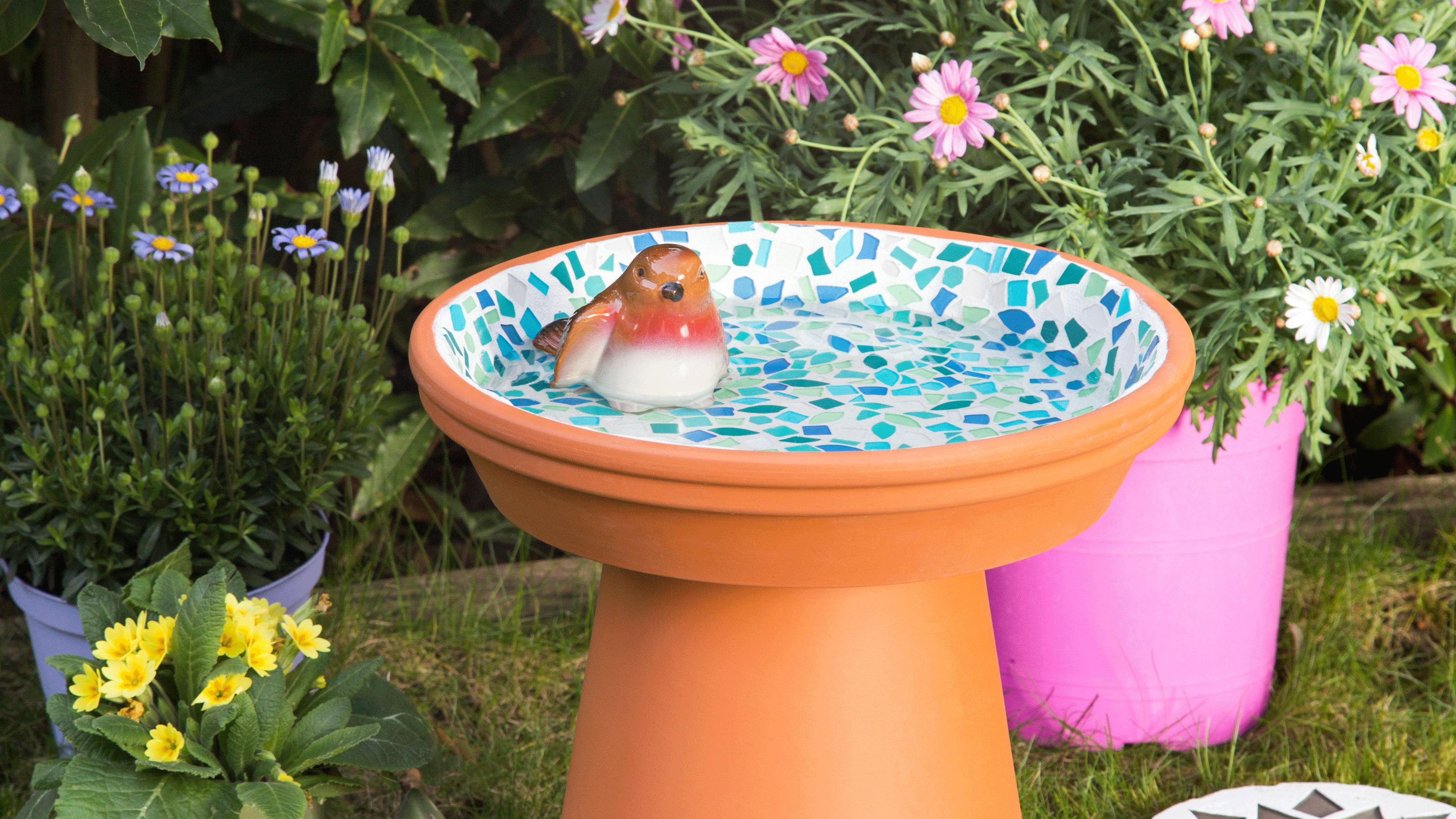 mosaic bird bath