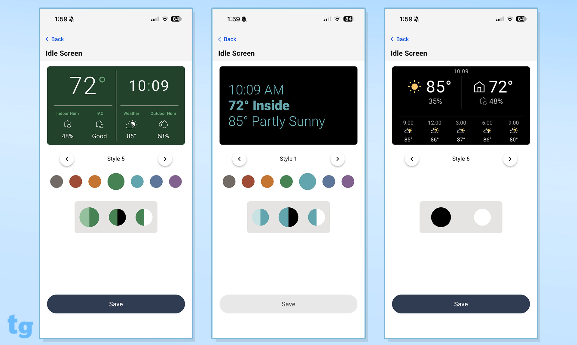Screenshots of the Honeywell Home X8S Smart Thermostat app