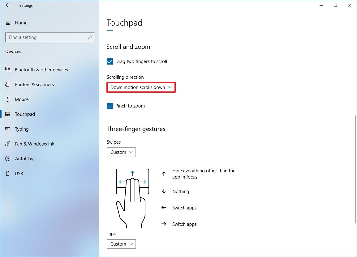 Touchpad Change Scroll Direction