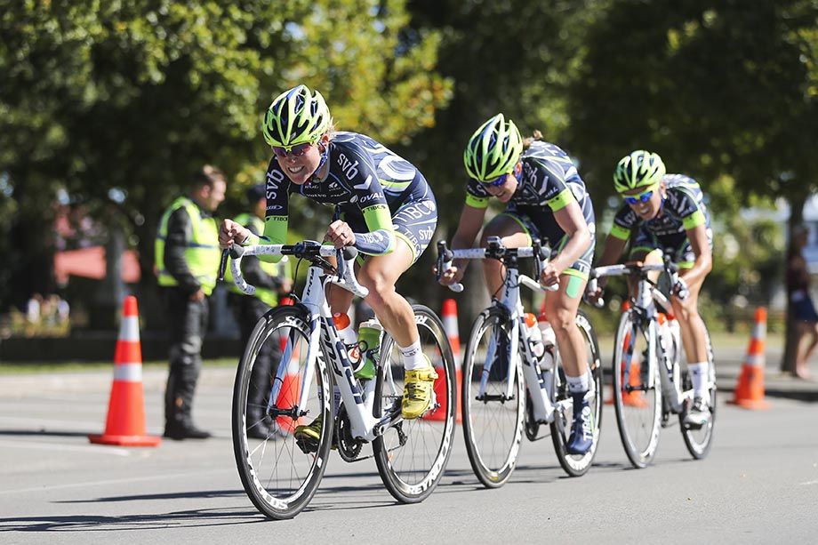 Team Tibco approach the line