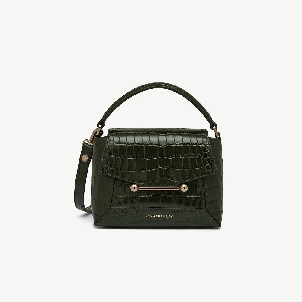 Mosaic Nano - Croc-Embossed Leather Forest