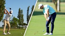 Players hitting golf shots at the Italian Open 2024