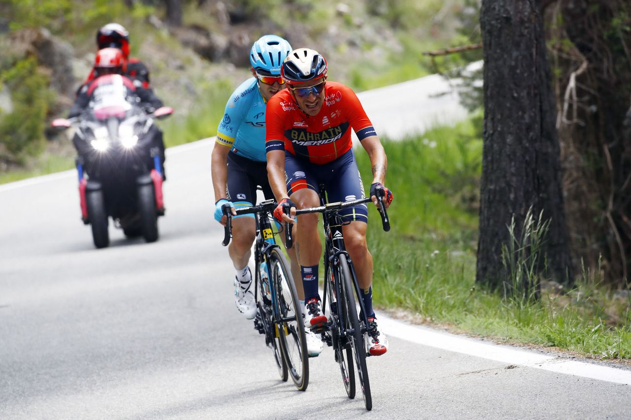 Action at the Giro d'Italia on stage 14