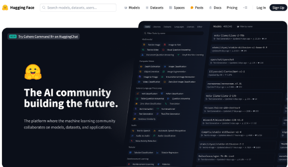 Hugging Face landing page