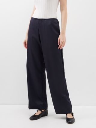 Barb elasticated-waist satin trousers