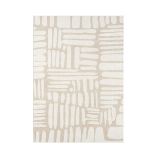 Abani Nuevo Collection Area Rug - Neutral Beige/cream Abstract Design - 4'x6' - Easy to Clean - Durable for Kids & Pets - Non-Shedding - Medium Pile - Soft Feel - for Living Room, Bedroom & Office