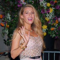 Blake Lively wearing Versace for the 'It Ends With Us' press tour in New York City August 2024