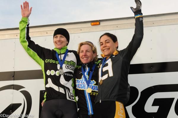 Women&rsquo;s Podium (L to R) Sally Annis (Crossresults.com) 2nd, Laura Van Gilder (C3/Mellow Mushroom Pizza) 1st, Crystal Anthony (Ladies First Racing) 3rd
