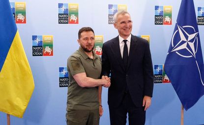 Ukrainian President Volodymyr Zelenskyy and NATO's Jens Stoltenberg