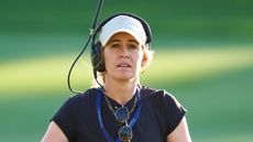 Iona Stephen working on course for Sky Sports at the DP World Tour Championship