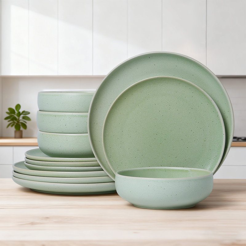 Alofmo Alofmo Misty Sprout 12 Piece Stoneware Dinnerware Sets,service for 4 &amp;amp; Reviews | Wayfair