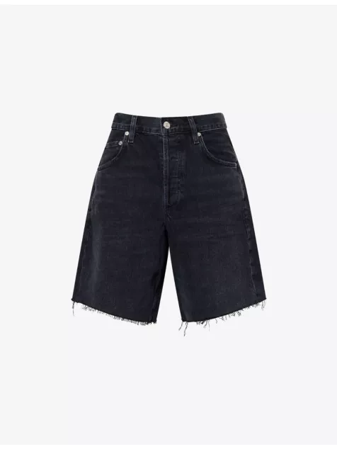 Ayla High-Rise Raw-Hem Denim Shorts