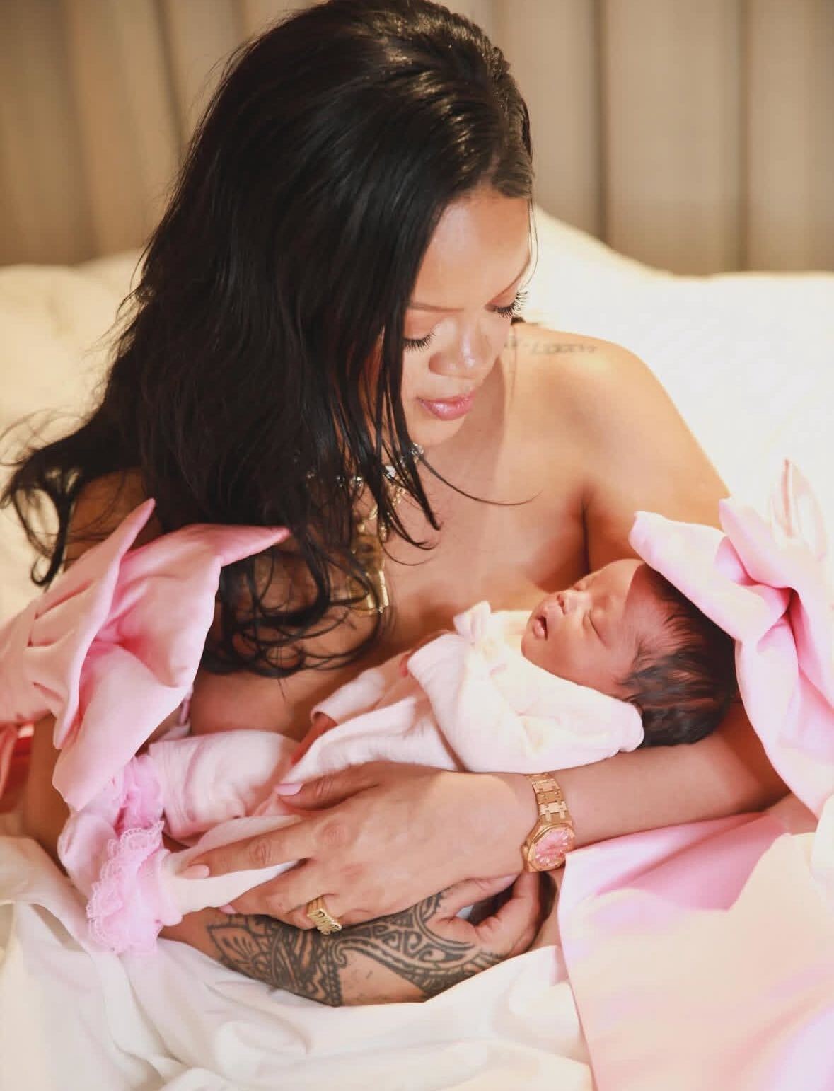 Rihanna and her baby girl Rocki in the hospital