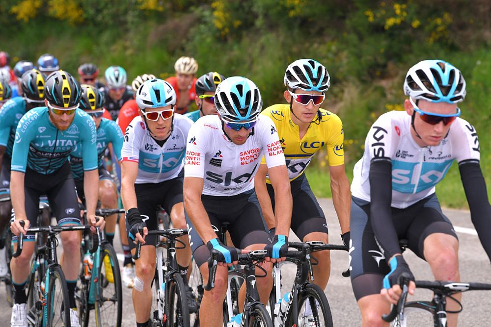 Michal Kwiatkowski (Team Sky) in the yellow jersey at Criterium du Dauphine