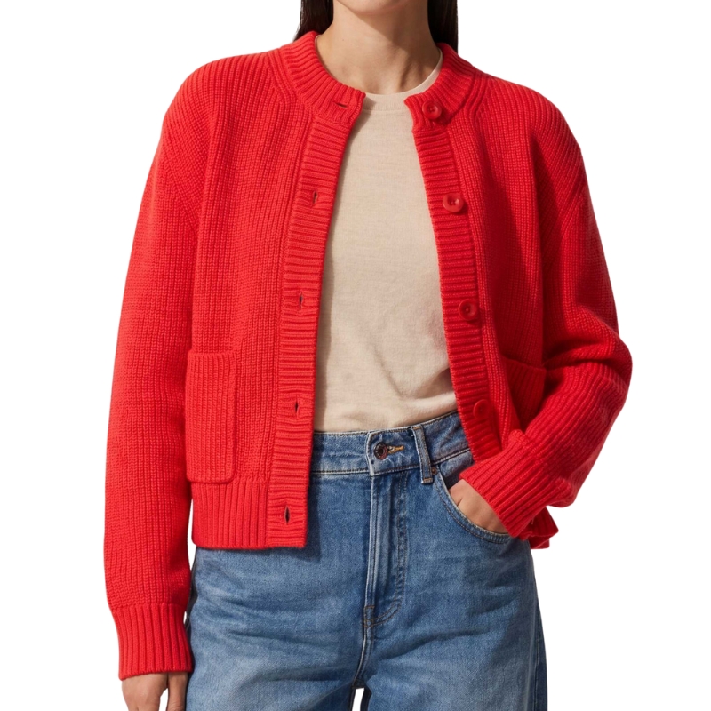 Sheep Inc, The Soft-Rib Cardigan - Poppy Red