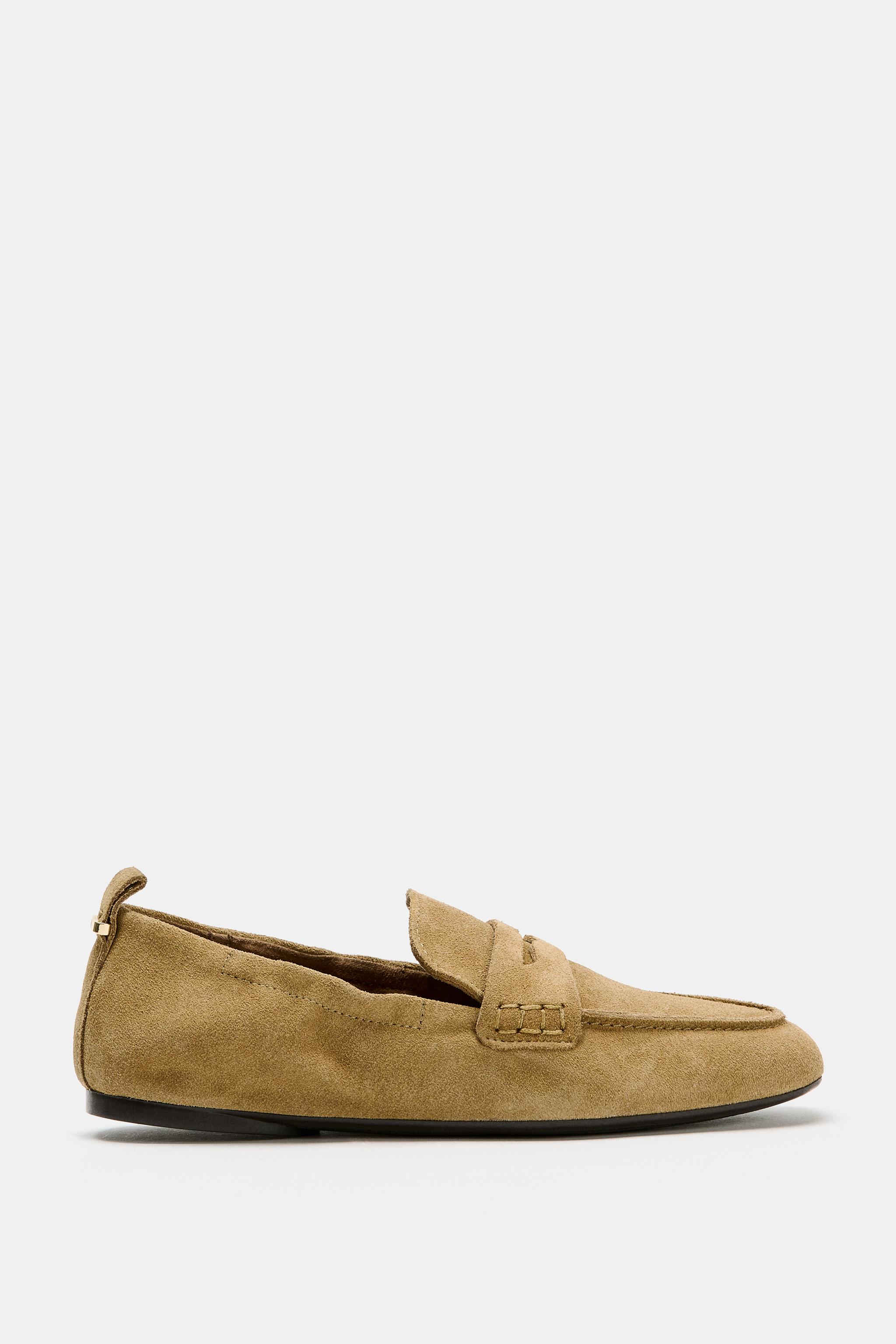 Ruffled Split Suede Loafers